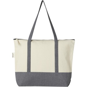 Repose 320 g/m2 recycled cotton zippered tote bag 10L, Natural, Heather grey (cotton bag)