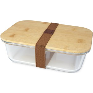 Roby Glas-Brotdose mit Bambusdeckel, natural, transparent kl