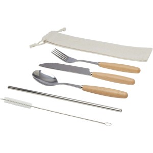Root 5-piece stainless steel and beech wood cutlery set, Nat <font size=1>[ENG]</font>