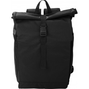 rPET-Polyester (600D) Rucksack mit Rollverschluss Evie, Schw