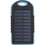 Rubberized ABS solar power bank Aurora, blue