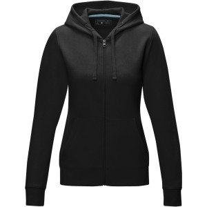 Ruby women's GOTS organic GRS recycled full zip hoodie, Solid black (Pullovers)