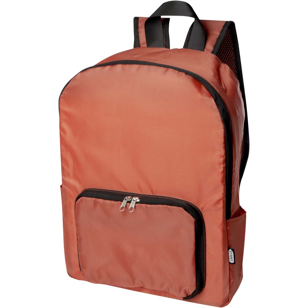 EcoFold RPET foldable backpack 15L, Brick (Rucksack)