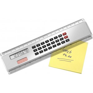 ABS ruler with calculator Heather, silver (Office desk equipment)