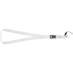 Sagan phone holder lanyard with detachable buckle, White (Lanyard, armband, badge holder)