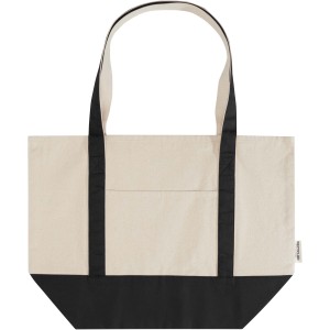 Sam 320 g/m2 GRS recycled cotton tote bag, Solid black, Natu (Shopping bags)