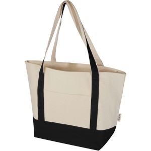 Sam 320 g/m2 GRS recycled cotton tote bag, Solid black, Natu (Shopping bags)