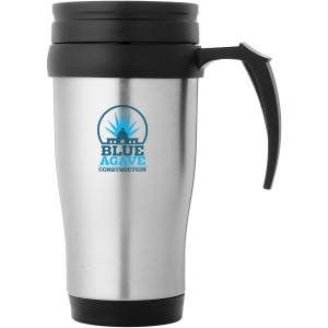 Sanibel 400 ml insulated mug, Silver, solid black (Mugs)