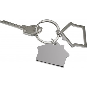 Schlüsselanhänger aus Zink-Aluminium in Hausform Amaro, Silb (Schlüsselanhänger)