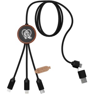 SCX.design C37 5-in-1 rPET Ladekabel in rundem Bambusgehuse