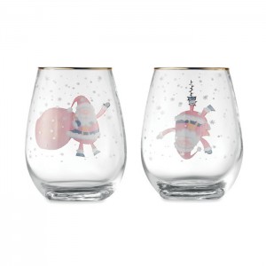 Set of 2 Christmas glasses, White (Glasses)