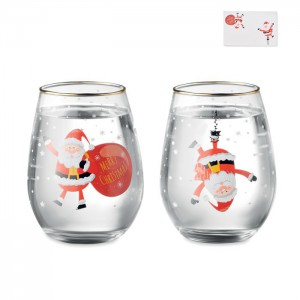 Set of 2 Christmas glasses, White (Glasses)