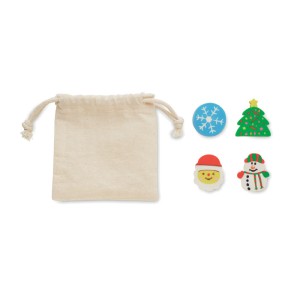 Set of 4 Christmas erasers, Beige (Decorations)