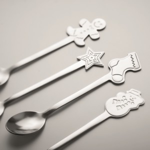 Set of 4 Christmas tea spoon, Matt Silver (Metal kitchen equipments)