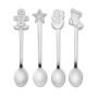 Set of 4 Christmas tea spoon, Matt Silver