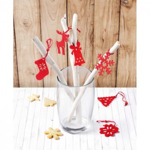 Set of 6 felt tree hangers, Red (Decorations)