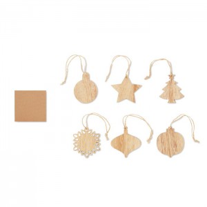 Set of wooden Xmas ornaments, Wood (Decorations)