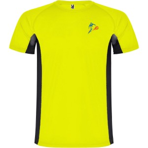 Shanghai short sleeve kids sports t-shirt, Fluor Yellow, Solid black (T-shirt, mixed fiber, synthetic)