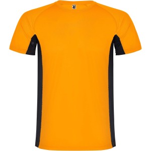 Shanghai short sleeve men's sports t-shirt, Fluor Orange, Solid black (T-shirt, mixed fiber, synthetic)