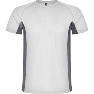 Shanghai short sleeve men's sports t-shirt, White, Dark Lead (T-shirt, mixed fiber, synthetic)