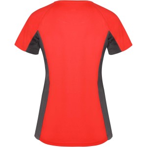 Shanghai short sleeve women's sports t-shirt, Red, Dark Lead (T-shirt, mixed fiber, synthetic)