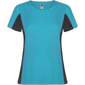 Shanghai short sleeve women's sports t-shirt, Turquois, Dark Lead (T-shirt, mixed fiber, synthetic)