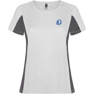 Shanghai short sleeve women's sports t-shirt, White, Dark Lead (T-shirt, mixed fiber, synthetic)