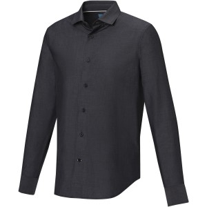 Elevate Cuprite long sleeve men's GOTS organic shirt, Solid black (shirt)