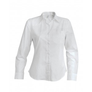 LADIES' LONG-SLEEVED OXFORD SHIRT, White (shirt)