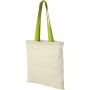 Nevada 100 g/m2 cotton tote bag with coloured handles, Natur