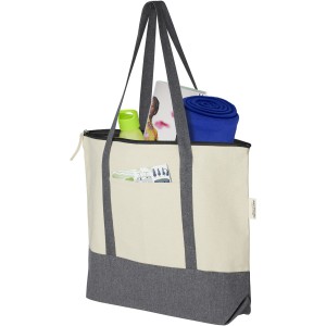 Repose 320 g/m2 recycled cotton zippered tote bag 10L, Natural, Heather grey (cotton bag)