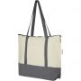 Repose 320 g/m2 recycled cotton zippered tote bag 10L, Natural, Heather grey