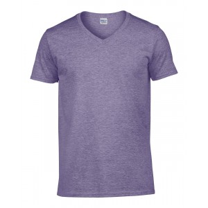 SOFTSTYLE(r) ADULT V-NECK T-SHIRT, Heather Purple (T-shirt, mixed fiber, synthetic)