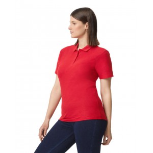 SOFTSTYLE(r) LADIES' DOUBLE PIQU POLO WITH 3 COLOUR-MATCHED BUTTONS, Red (Polo shirt, 90-100% cotton)