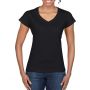 SOFTSTYLE<SUP>(r)</SUP> LADIES' V-NECK T-SHIRT, Black