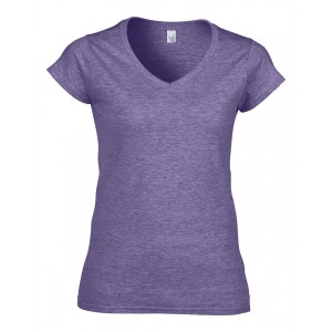 SOFTSTYLE(r) LADIES' V-NECK T-SHIRT, Heather Purple (T-shirt, mixed fiber, synthetic)