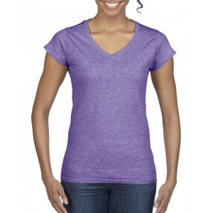 SOFTSTYLE(r) LADIES' V-NECK T-SHIRT, Heather Purple (T-shirt, mixed fiber, synthetic)