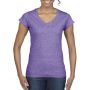 SOFTSTYLE(r) LADIES' V-NECK T-SHIRT, Heather Purple