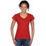 SOFTSTYLE<SUP>(r)</SUP> LADIES' V-NECK T-SHIRT, Red