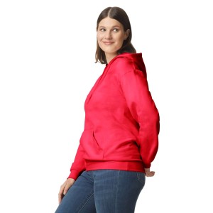 SOFTSTYLE (r) MIDWEIGHT FLEECE ADULT HOODIE, Red (Pullovers)