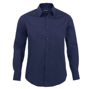 SOL'S BRIGHTON - LONG SLEEVE STRETCH MEN'S SHIRT, Dark Blue (shirt)