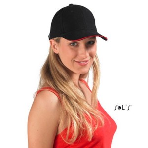 SOL'S BUFFALO - SIX PANEL CAP, Black/Red (Hats)