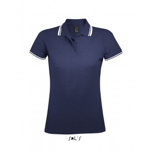 SOL'S PASADENA WOMEN - POLO SHIRT, French Navy/Neon Orange (Polo shirt, 90-100% cotton)