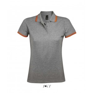 SOL'S PASADENA WOMEN - POLO SHIRT, Grey Melange/Orange (Polo short, mixed fiber, synthetic)