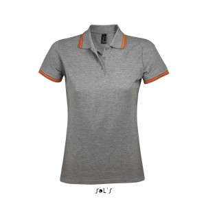 SOL'S PASADENA WOMEN - POLO SHIRT, Grey Melange/Orange <font size=1>[ENG]</font>