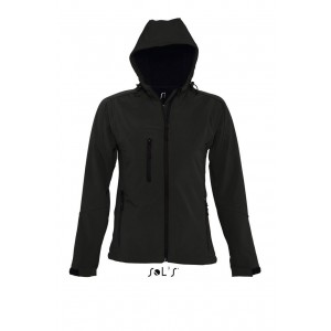 SOL'S REPLAY WOMEN - HOODED SOFTSHELL, Black <font size=1>[ENG]</font>