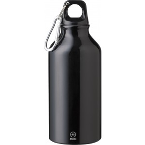 Recycled aluminium bottle (400 ml) Myles, black (Sport bottles)