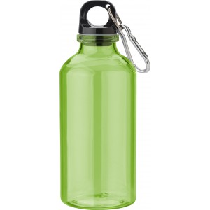 RPET bottle with carabineer hook, 400ml Nancy, lime (Sport bottles)