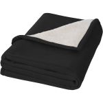 Springwood soft fleece and sherpa plaid blanket, solid black,Off-White (11280901)