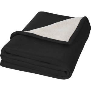 Springwood soft fleece and sherpa plaid blanket, solid black,Off-White (Blanket)